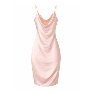 Superdown Billie Pink Satin Drape Midi Dress Small
